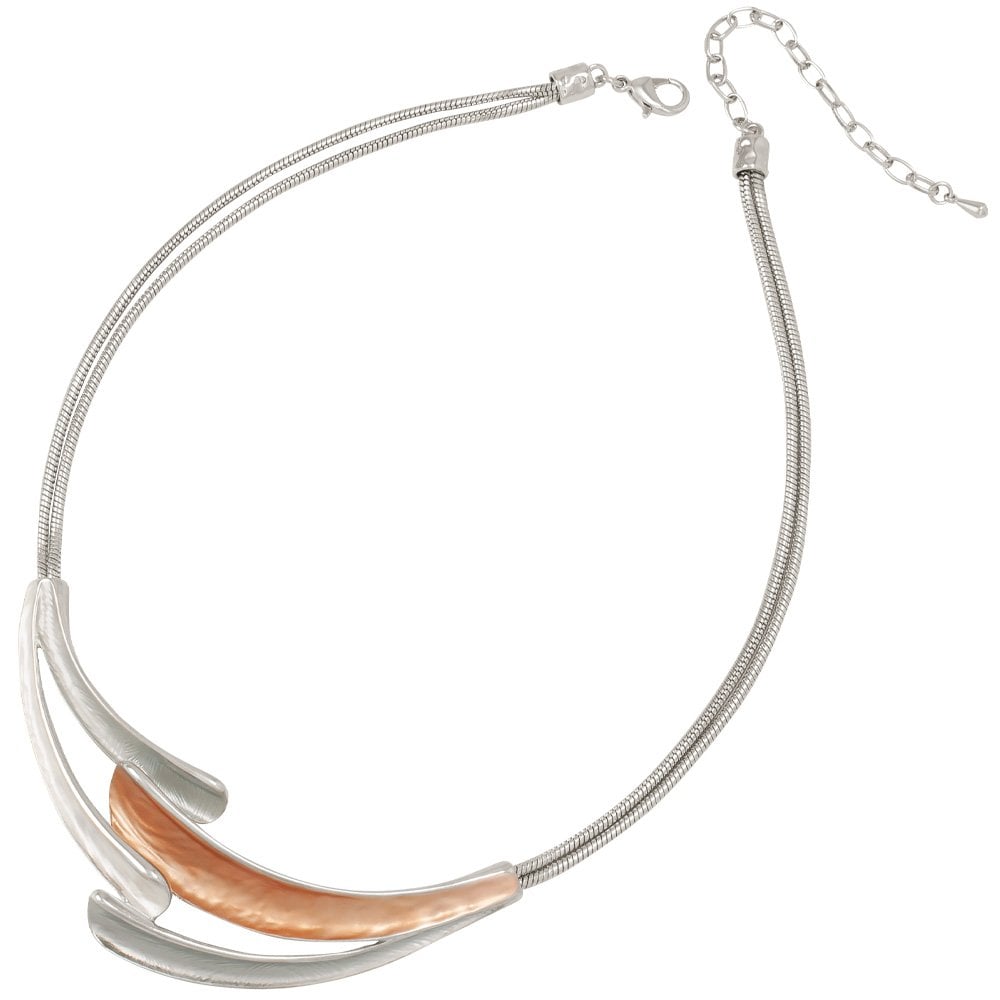 Unity Two Tone Rose Gold Enamel Statement Silver Tone Necklace