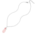 Naturelle Pink Chalcedony Quartz Cluster Silver Tone Pendant