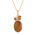 Naturelle Tiger's Eye Cluster Gold Tone Pendant