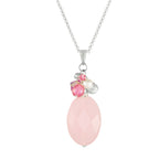 Naturelle Pink Chalcedony Quartz Cluster Silver Tone Pendant