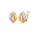 Couture Classic High Gloss Three Tone Gold Clip On Earrings