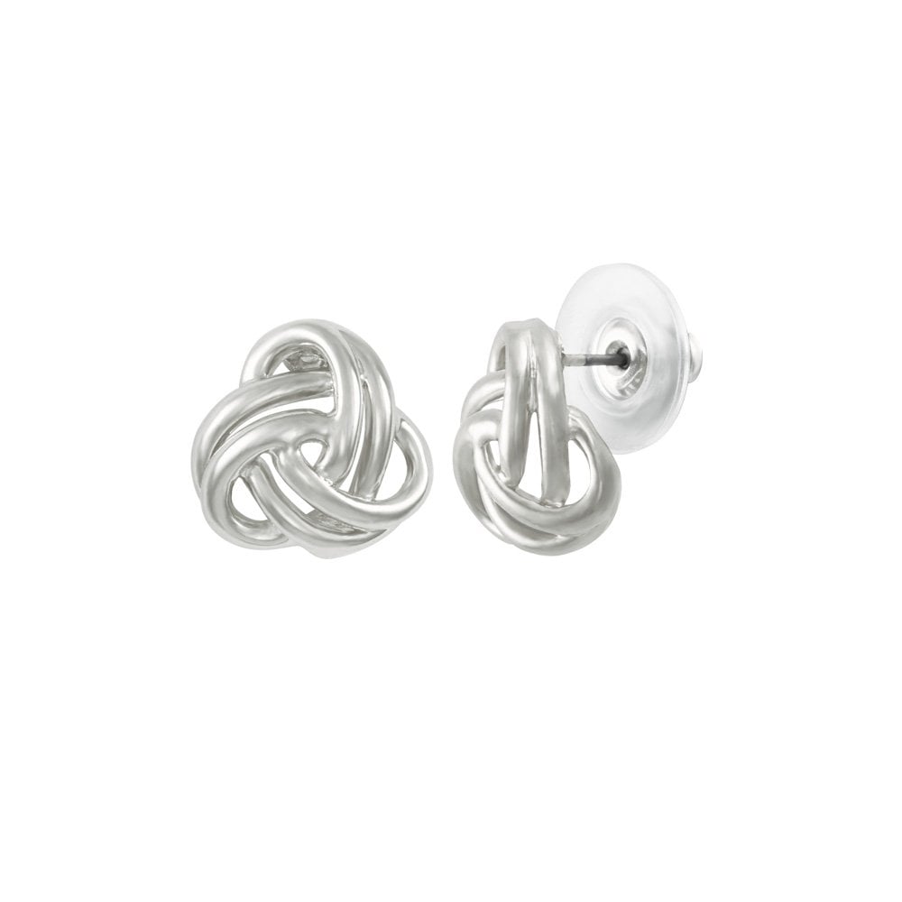 Entwined Sterling Silver Classic Knot Design Stud Pierced Earrings