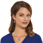 Blue Poppy Enamel Flower Pendant Necklace