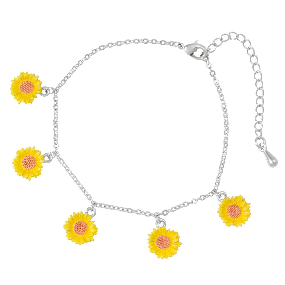 Maximilian Sunflower Yellow Enamel Flower Charm Bracelet