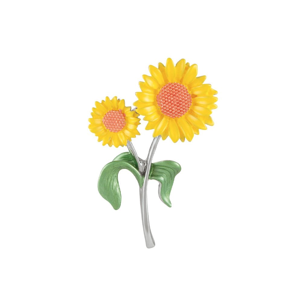 Maximilian Sunflower Yellow Enamel Flower Brooch