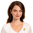 Maximilian Sunflower Yellow Enamel Flower Brooch