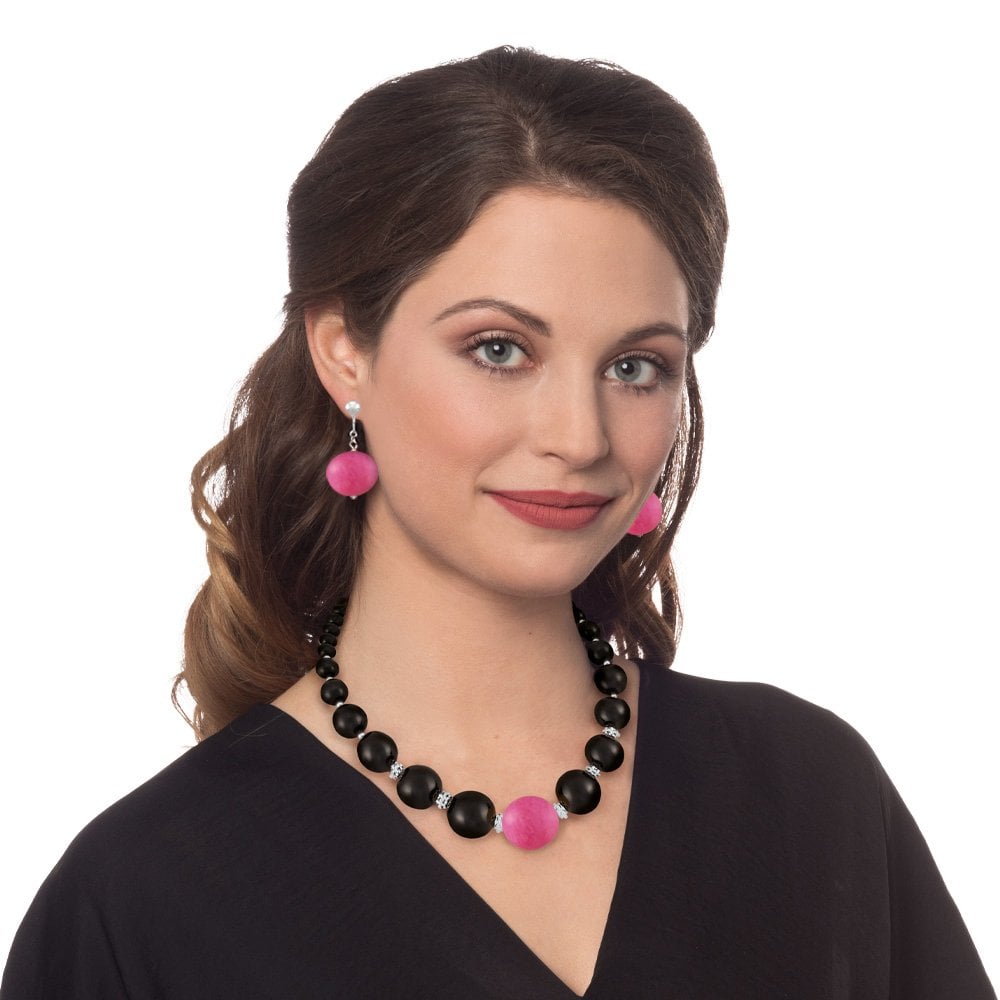 Vanity Dark Pink Mountain Jade Drop Clip On Earrings