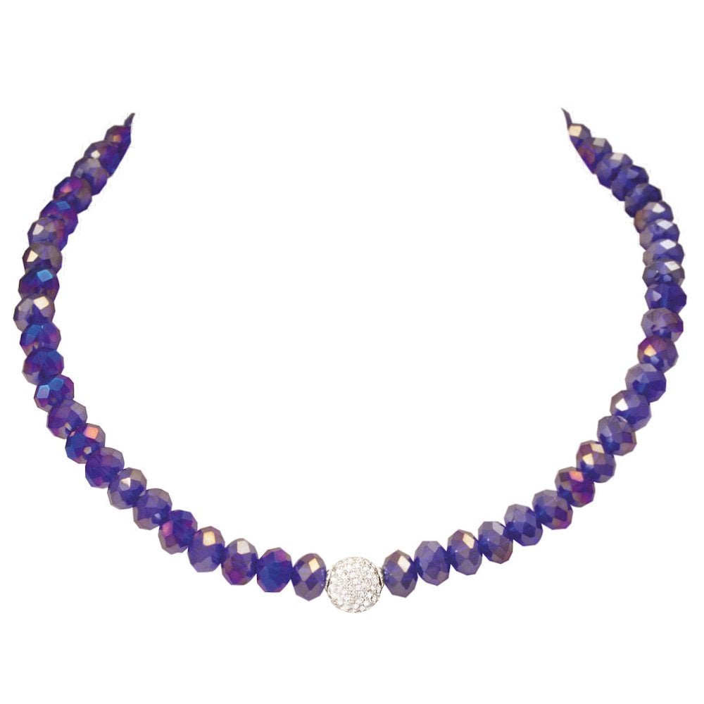 Majestic Royal Blue Crystal Statement Beaded Necklace