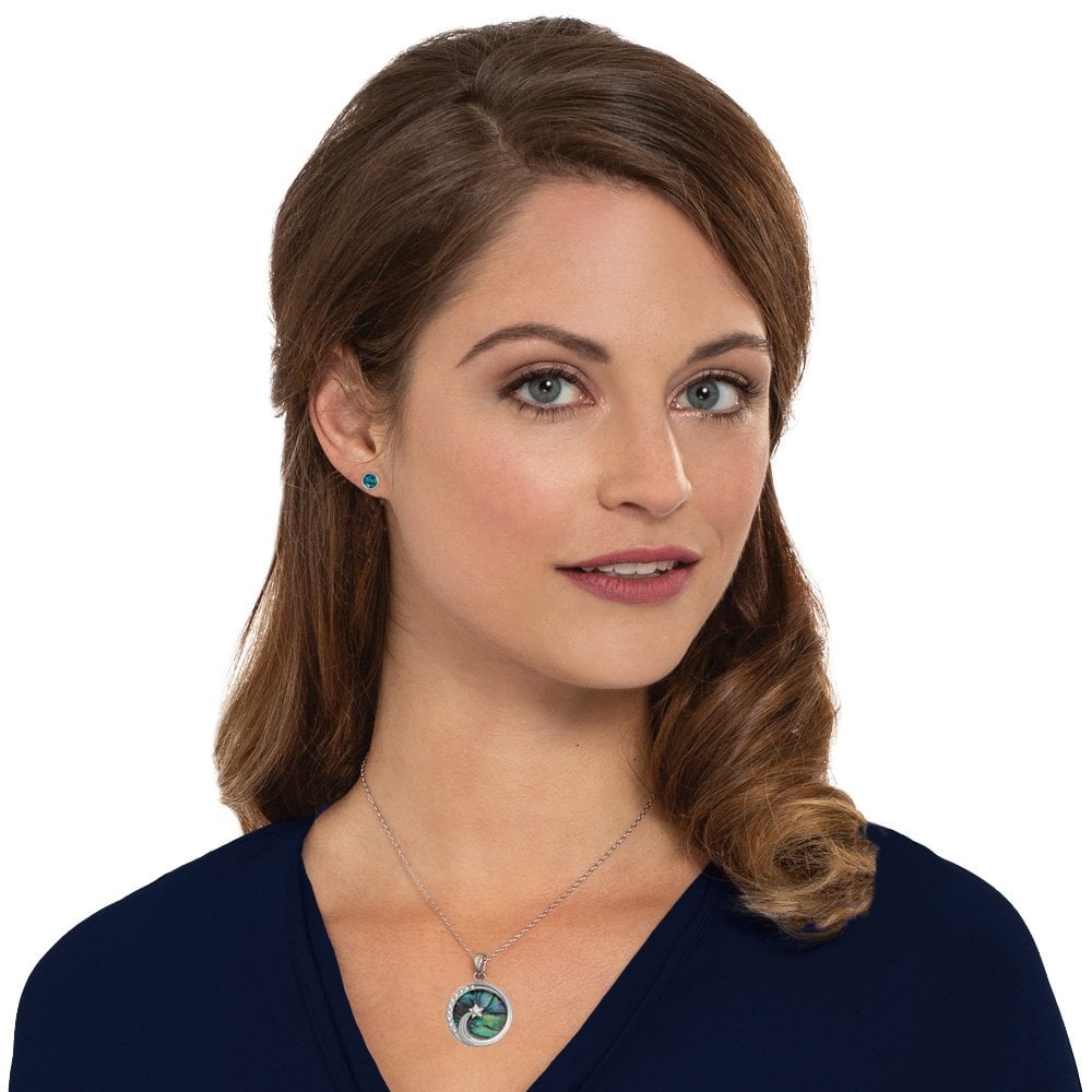 Shooting Star Paua Shell and Crystal Silver Tone Pendant