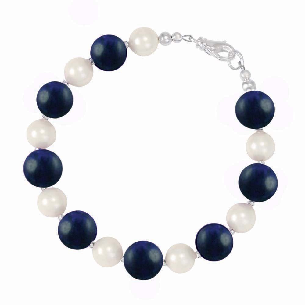 Duet Lapis Lazuli Gemstone and Shell Pearl Bracelet