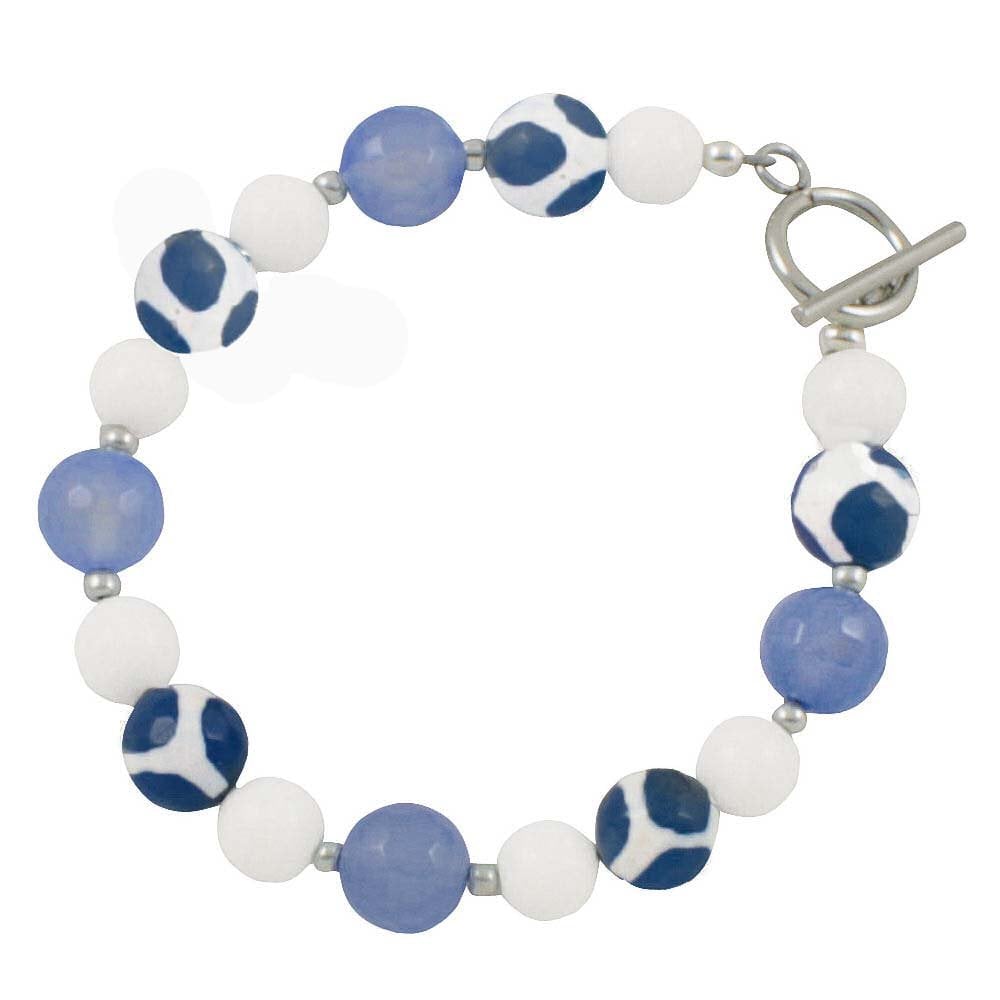 Portamento Blue Agate White Jade Beaded Bracelet
