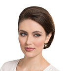 Christmas Snowflake Cubic Zirconia Gold Tone Drop Pierced Earrings