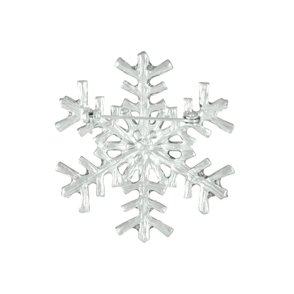 Spectacular Snowflake AB Crystal Silver Tone Brooch