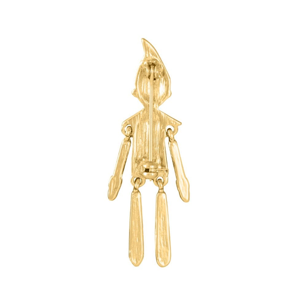 Elvis the Elf Red Enamel Gold Tone Brooch