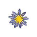 Waterlily Blue and Yellow Enamel Silver Tone Flower Brooch