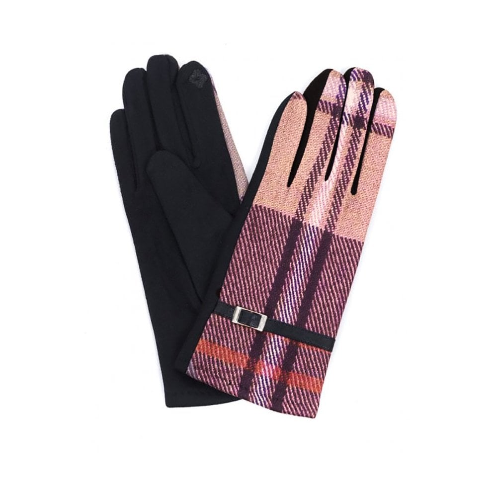 Purple/Brown Multi Check Ladies Gloves