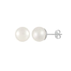 Belle White Shell Pearl Stud Pierced Earrings 12mm
