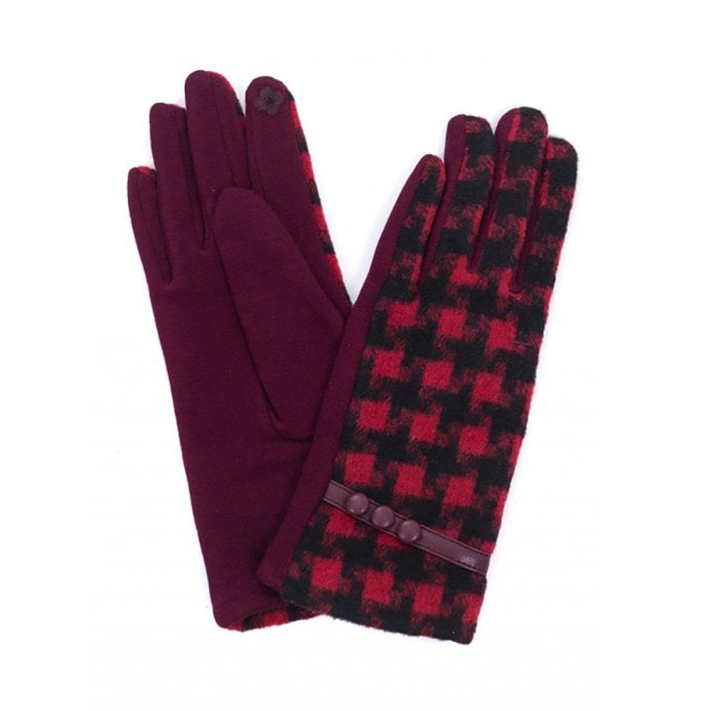 Red/Black Multi Check Ladies Gloves