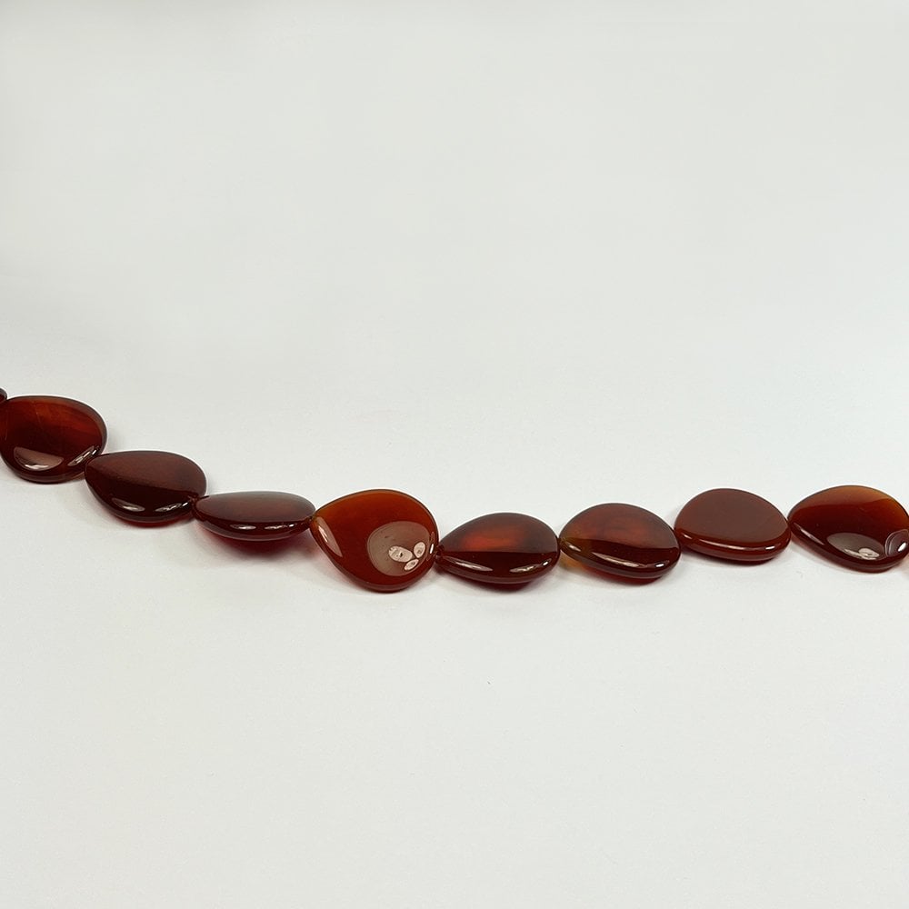 Flat Teardrop Gemstone Beads - Red Agate 30 x 25mm - 15" Strand