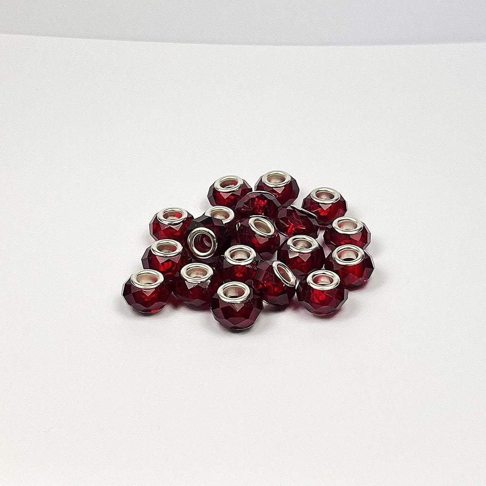 Faceted Crystal Beads - Deep Red 15 x 8mm - Pack of 10