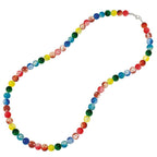 Carnival Rainbow Czech Glass Crackle Bead Silver Tone Long Necklace