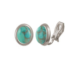 Minuet Sea Green Turquoise Silver Tone Stud Clip On Earrings