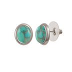 Minuet Sea Green Turquoise Silver Tone Stud Pierced Earrings