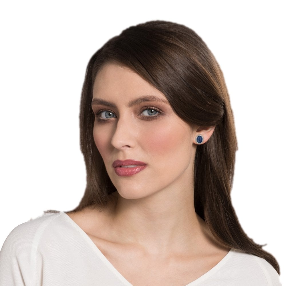 Minuet Natural Lapis Lazuli Silver Tone Stud Pierced Earrings