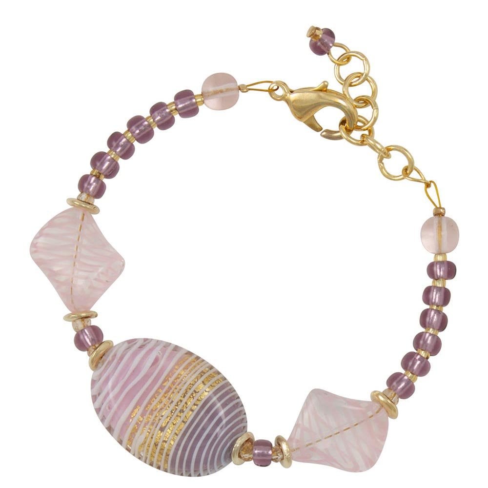 Dolce Pink and Purple Venetian Murano Glass Bracelet