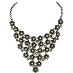 Forget-Me-Not Clear Crystal Antique Silver Tone Fashion Necklace