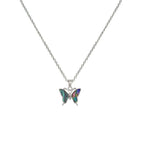 Take Flight Paua Shell Petite Butterfly Silver Tone Pendant Necklace