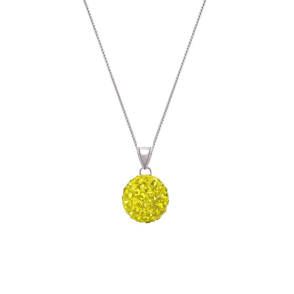 Shamballa Sunshine Yellow Diamante Silver Tone Pendant Necklace