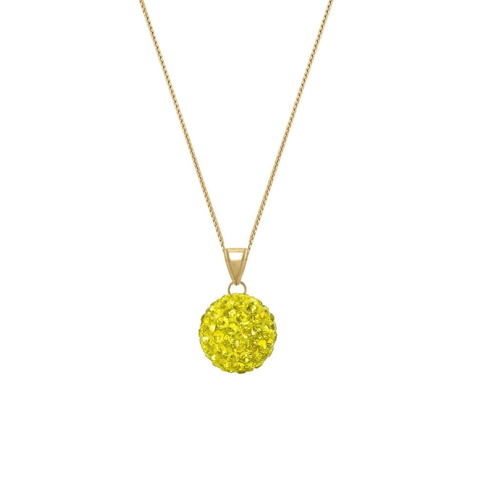 Shamballa Sunshine Yellow Diamante Gold Tone Pendant Necklace