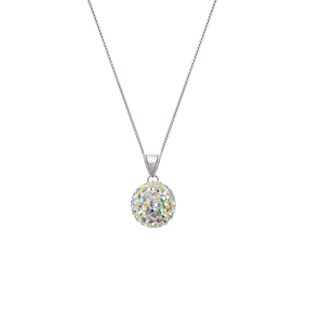 Shamballa 12mm Aurora Borealis Diamante Silver Tone Pendant Necklace