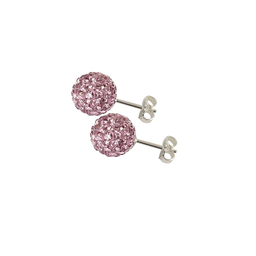 Shamballa 10mm Dusky Lilac Glitter Ball Silver Tone Stainless Steel Stud Pierced Earrings