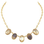Quintet Topaz Austrian Crystal Gold Tone Necklace