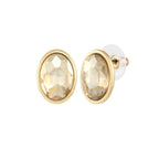 Quintet Oval Topaz Austrian Crystal Gold Tone Pierced Stud Earrings