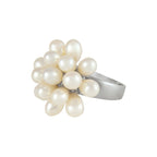 Freshwater Fleur White Pearl Sterling Silver Adjustable Cluster Ring
