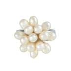 Freshwater Fleur White Pearl Sterling Silver Adjustable Cluster Ring