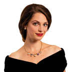 Quintet Topaz Austrian Crystal Gold Tone Necklace