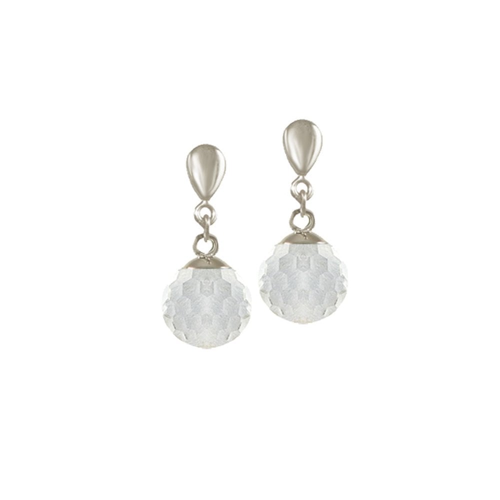 Belgravia Crystal Disco Ball Tone Stainless Steel Drop Clip On Earrings