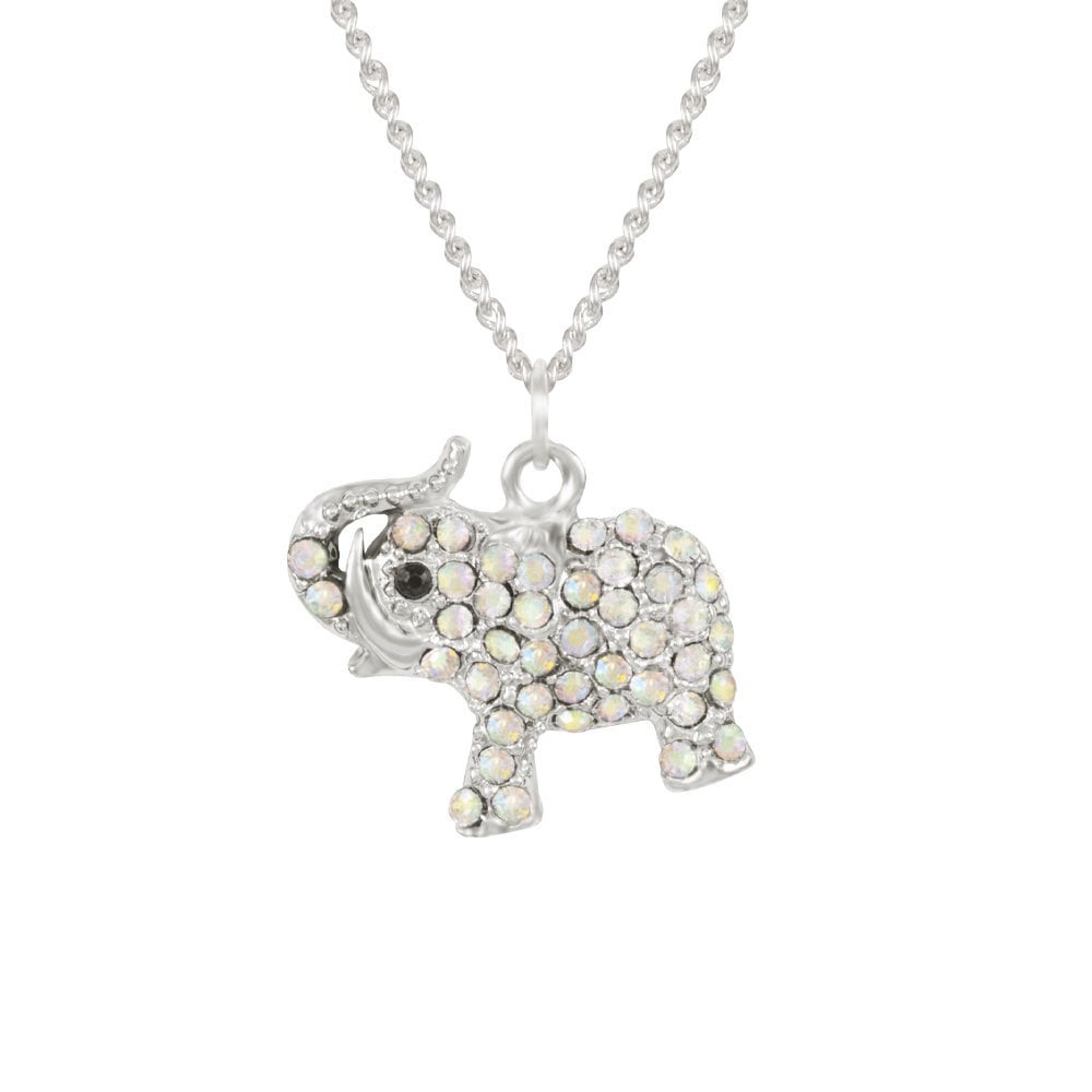 Ernie the Elephant AB Crystal Silver Tone Pendant