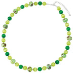Vista Shades of Green Silver Tone Beaded Necklace