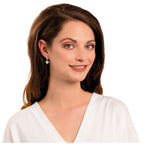 Melody Light Green Cats Eye Silver Tone Drop Clip On Earrings