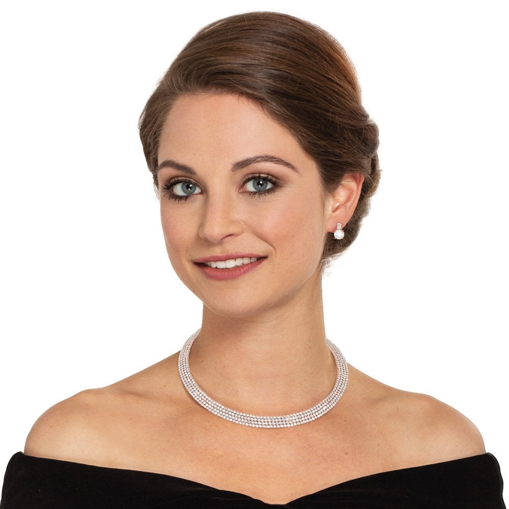 St Tropez Diamante Rose Gold Tone Statement Collar Necklace