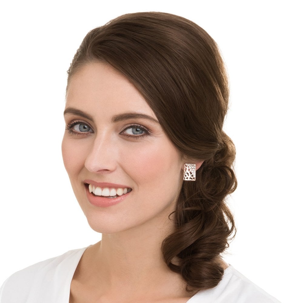 Safari Clear Crystal Animal Print Rose Gold Tone Stud Pierced Earrings