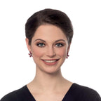 Bouquet Red Enamel and Crystal Silver Tone Stud Pierced Earrings