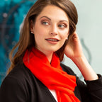 Plain Red Oblong Pure Silk Chiffon Scarf