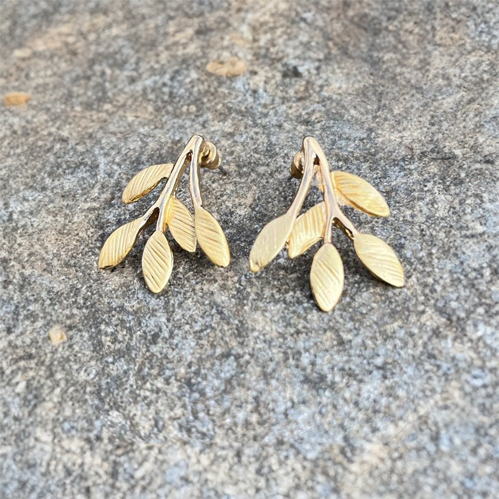 Aurelia Leaves Enamel Gold Tone Drop Pierced Earrings