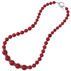 Red Velvet Shell Pearl Silver Tone Beaded Necklace